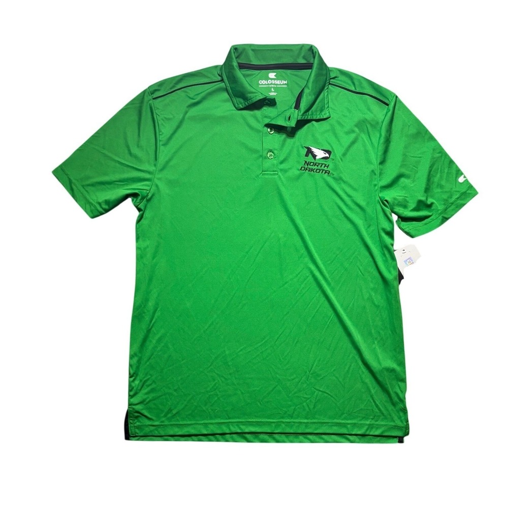 Colosseum North Dakota Fighting Hawks Mens Green Polo Shirt NWT DKPS10140A L